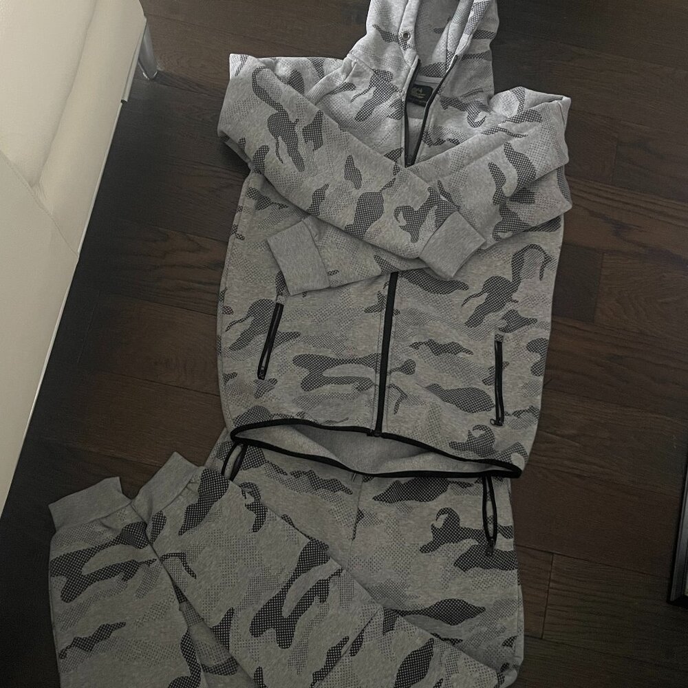 Grey camoflauge track suit